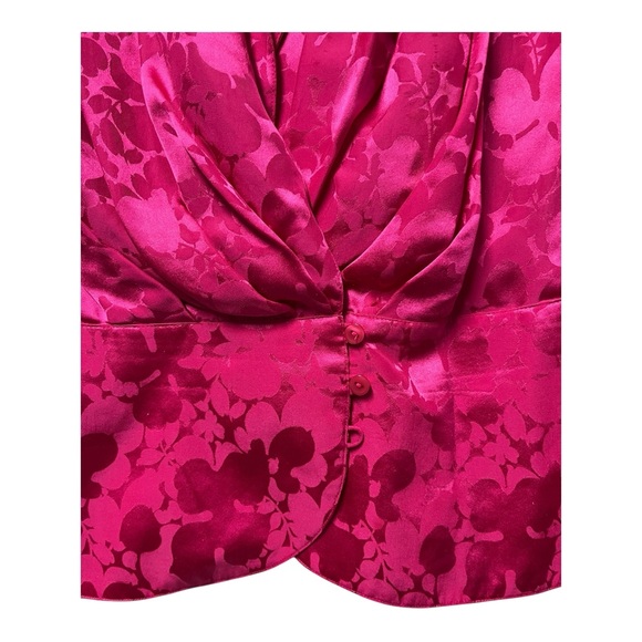 VTG 80s Argenti 100% Silk Pink Draped Blouse Top Womens Plus 18 Tailored - Picture 7 of 11